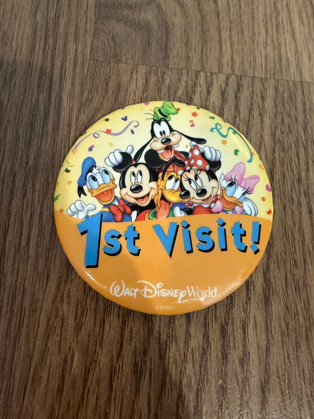 Disney Parks Walt Disney World Souvenir 1st Visit! Badge 3” Pin Button